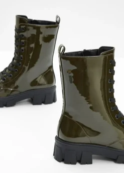 Best Botas con cordones y aspecto lacado Mujer Tendencias·Zapatos Veganos|Botines De Nieve·Botas Con Cordones