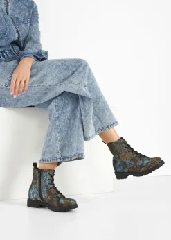 Botas con cordones y estampado de flores Mujer Botines De Nieve·Botas Con Cordones