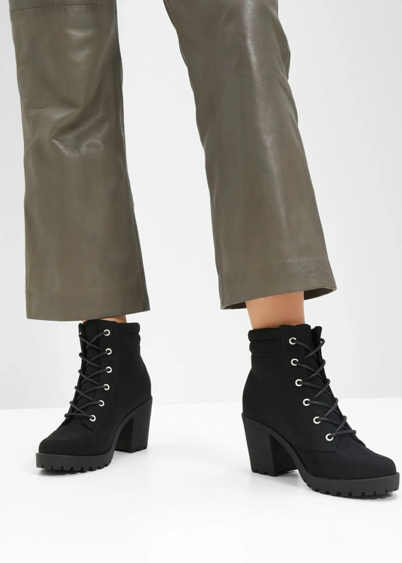 Hot Botas con cordones y tacón ancho Mujer Tendencias·Zapatos Veganos|Botines De Nieve·Botas Con Cordones