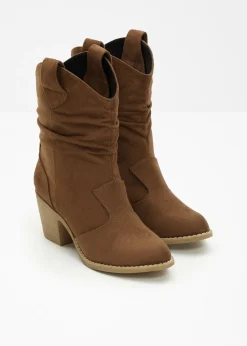 Best Botas de estilo cowboy con fruncido Mujer Botines