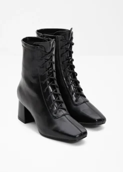 New Botines con cordones y tacón ancho Mujer Botines