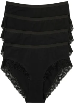 New Braga con algodón orgánico y encaje (4 unidades) Mujer Ropa Interior De Algodón|Bragas