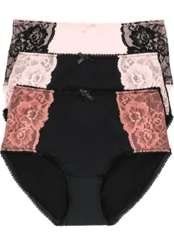 Clearance Braga de microfibra con encaje (3 unidades) Mujer Bragas