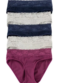 Clearance Braguita (5 unidades) con encaje Mujer Ropa Interior De Algodón|Bragas