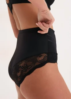 Sale Braguita con encaje y efecto moldeador medio Mujer Ropa Interior Moldeadora|Bragas