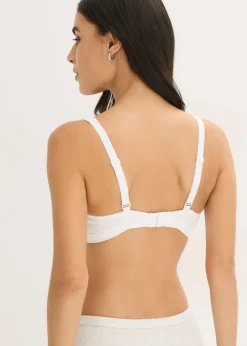 Bralette acolchado sin aros de canalé con algodón orgánico Mujer Ropa Interior De Algodón|Sujetadores