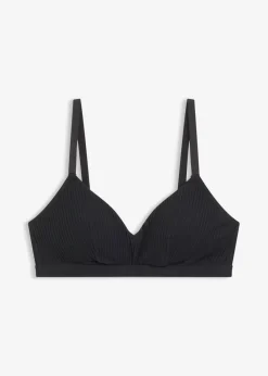 Online Bralette acolchado sin aros de algodón orgánico de canalé Mujer Ropa Interior De Algodón|Sujetadores