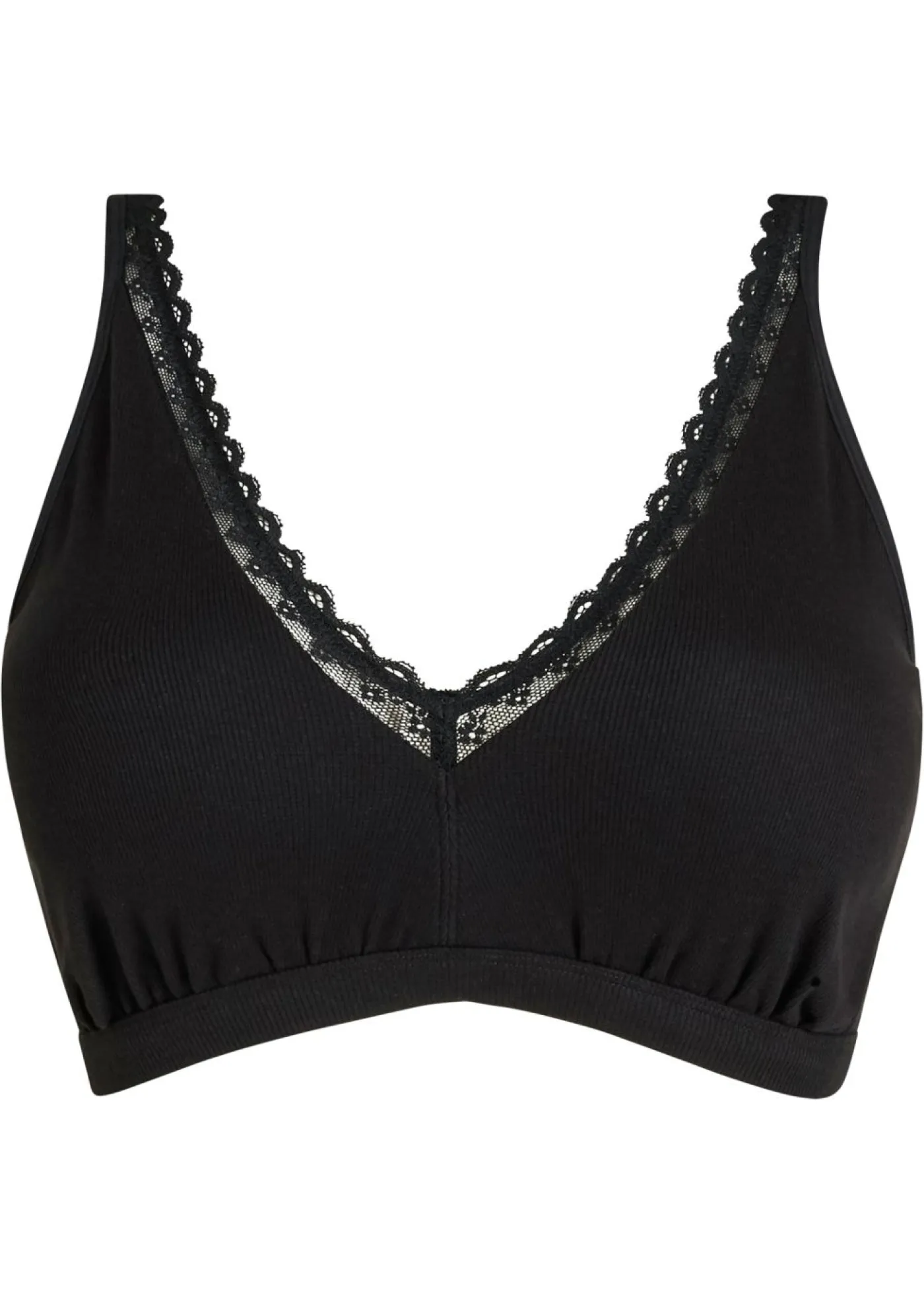 New Bralette de canalé de algodón orgánico con encaje Mujer Ropa Interior De Algodón|Sujetadores