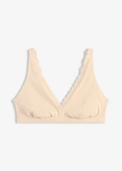 Outlet Bralette de canalé de algodón orgánico con encaje Mujer Ropa Interior De Algodón|Sujetadores