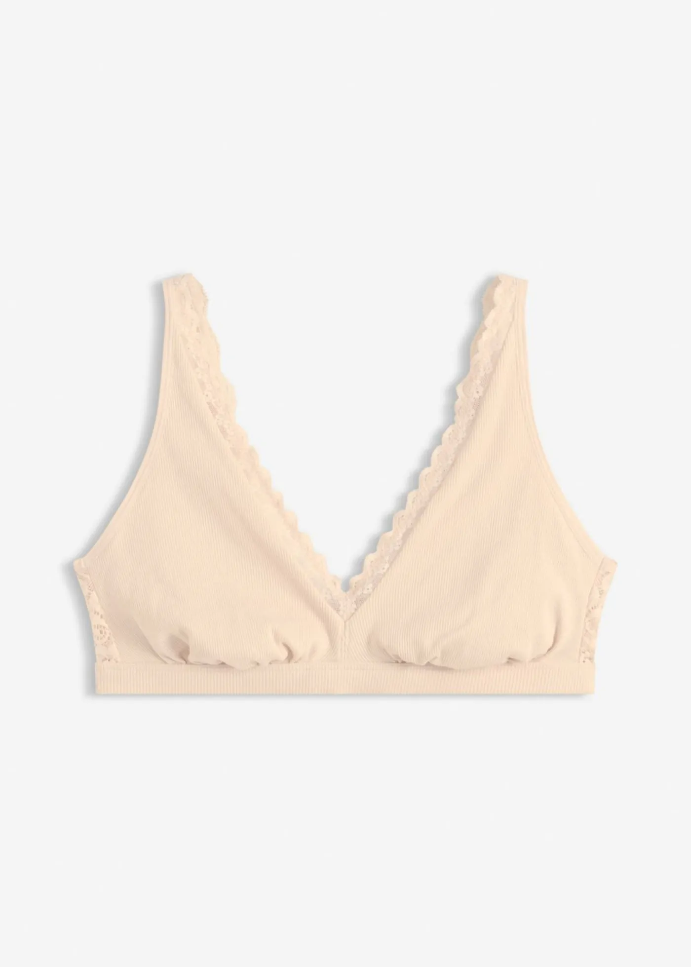 Outlet Bralette de canalé de algodón orgánico con encaje Mujer Ropa Interior De Algodón|Sujetadores