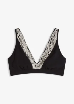 Hot Bralette sin aros con algodón orgánico y encaje Mujer Ropa Interior De Algodón|Sujetadores