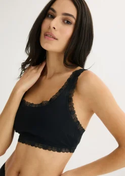 Clearance Bustier de algodón orgánico y encaje (2 unidades) Mujer Ropa Interior De Algodón|Sujetadores