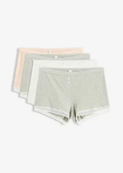 New Bóxers acanalados con encaje para mujeres (4 unidades) Mujer Ropa Interior De Algodón|Bragas