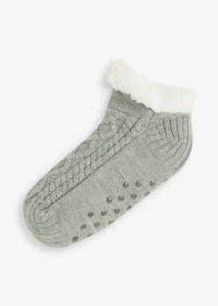 Calcetines con patrón trenzado, forro de peluche y suela antideslizante Mujer Niño·Calcetines|Niña·Calcetines Y Leotardos