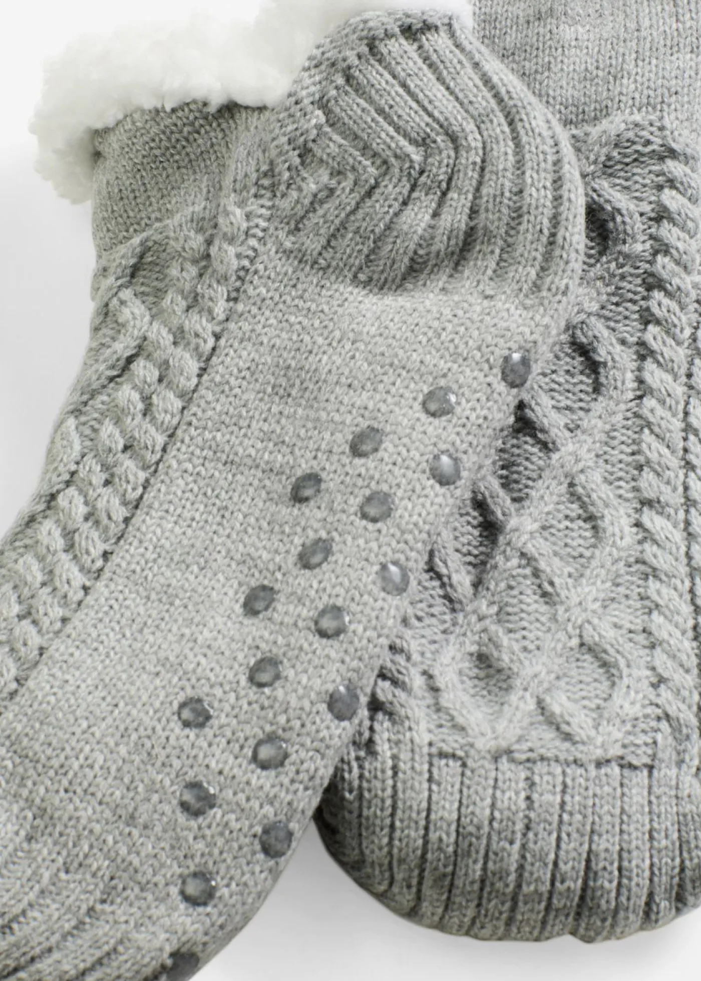 Calcetines con patrón trenzado, forro de peluche y suela antideslizante Mujer Niño·Calcetines|Niña·Calcetines Y Leotardos
