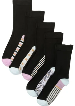 Hot Calcetines con puños sin presión (5 pares) de algodón orgánico Mujer Medias, Panties Y Calcetines