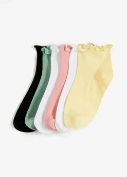 Outlet Calcetines cortos con algodón orgánico y borde ondulado (6 pares) Mujer Medias, Panties Y Calcetines