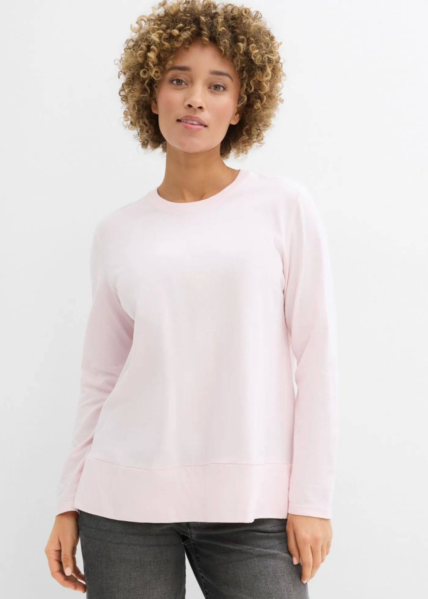 Sale Camisa de algodón orgánico con manga larga Mujer Camisetas|Novedades