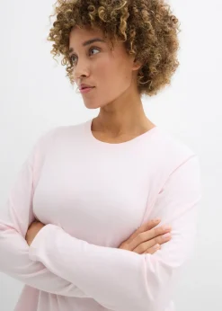 Sale Camisa de algodón orgánico con manga larga Mujer Camisetas|Novedades
