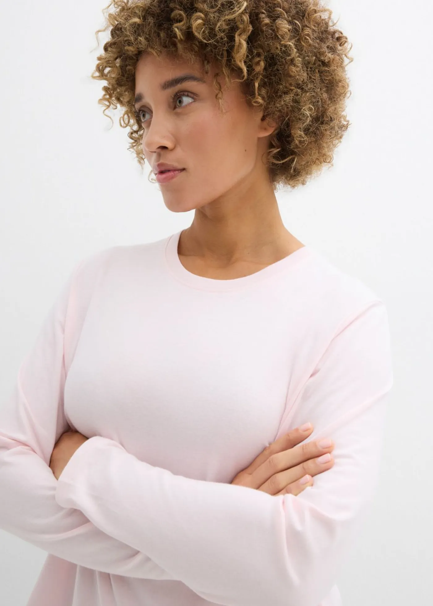 Sale Camisa de algodón orgánico con manga larga Mujer Camisetas|Novedades