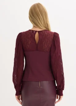 Camisa de manga larga con encaje Mujer Camisetas