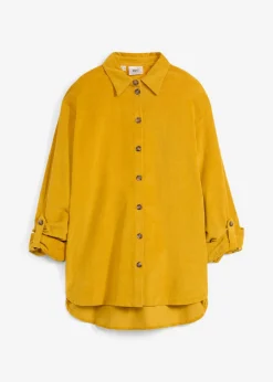Hot Camisa de pana con abertura lateral Mujer Camisas Y Blusas
