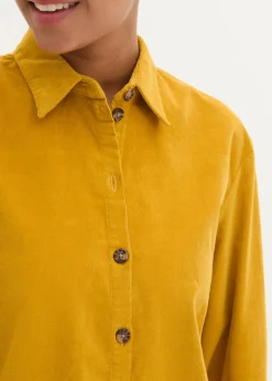 Hot Camisa de pana con abertura lateral Mujer Camisas Y Blusas