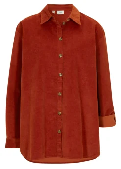 Clearance Camisa de pana con abertura lateral Mujer Camisas Y Blusas