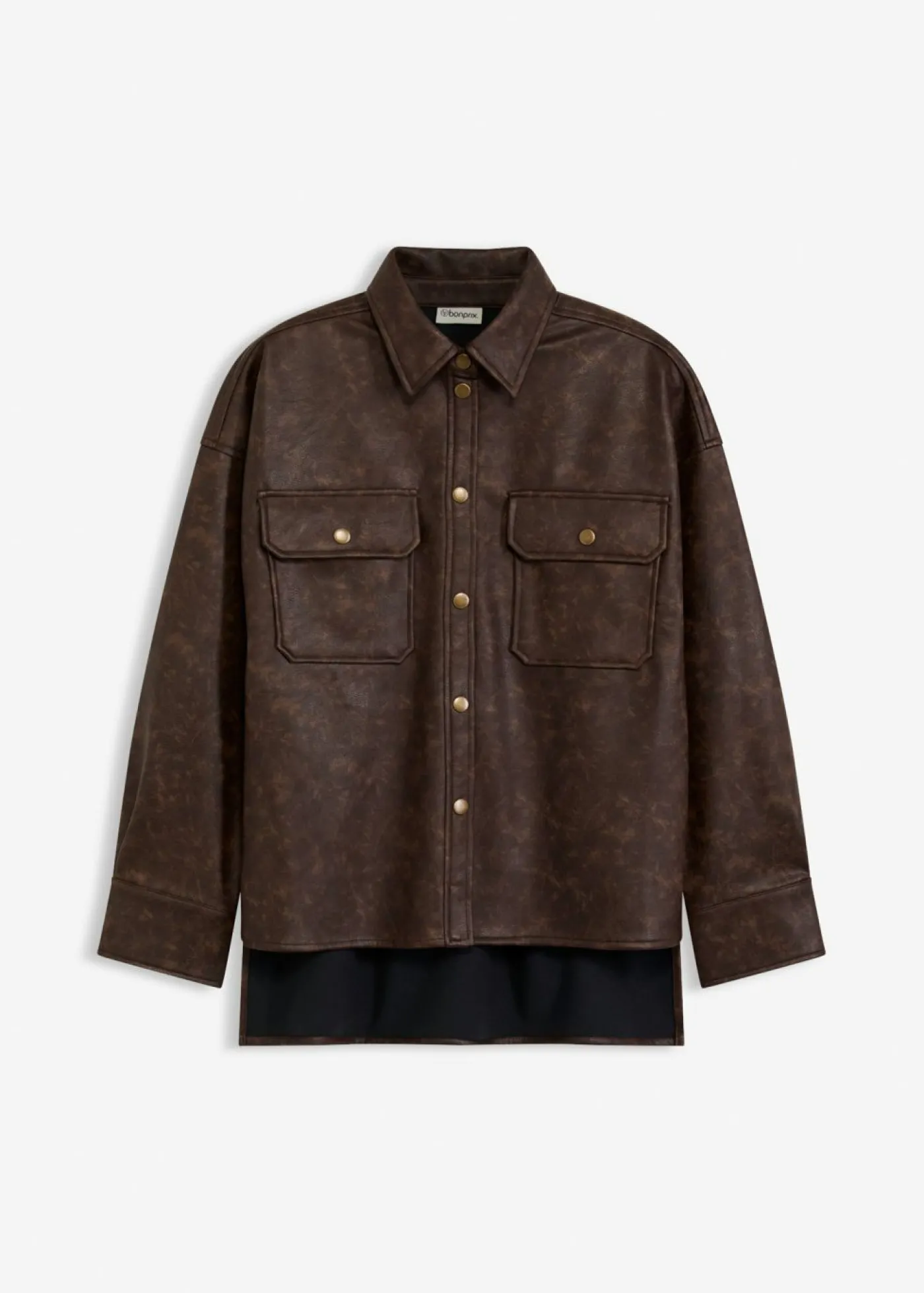 Hot Camisa de piel sintética con efecto desgastado Mujer Camisas Y Blusas