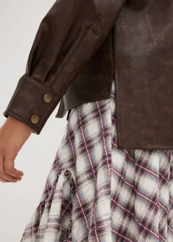 Hot Camisa de piel sintética con efecto desgastado Mujer Camisas Y Blusas