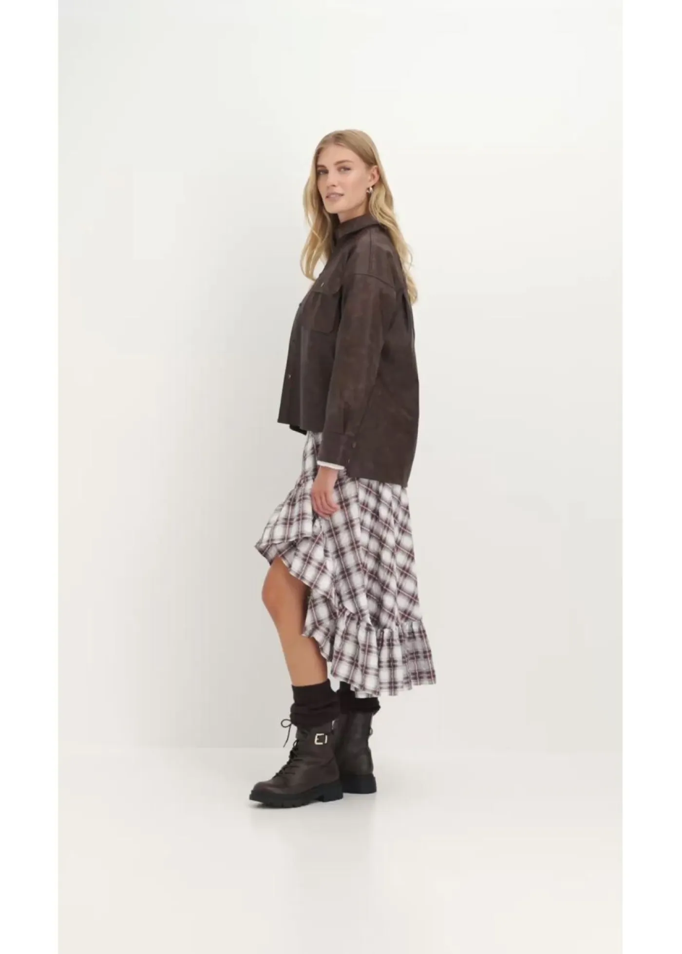 Hot Camisa de piel sintética con efecto desgastado Mujer Camisas Y Blusas