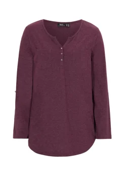 Camisa henley de algodón con botones Mujer Camisetas