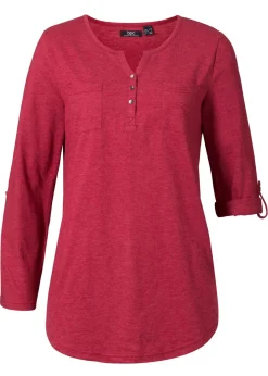 Discount Camisa henley de algodón con botones Mujer Camisetas
