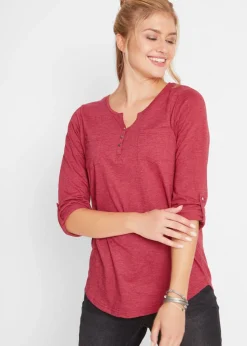 Discount Camisa henley de algodón con botones Mujer Camisetas