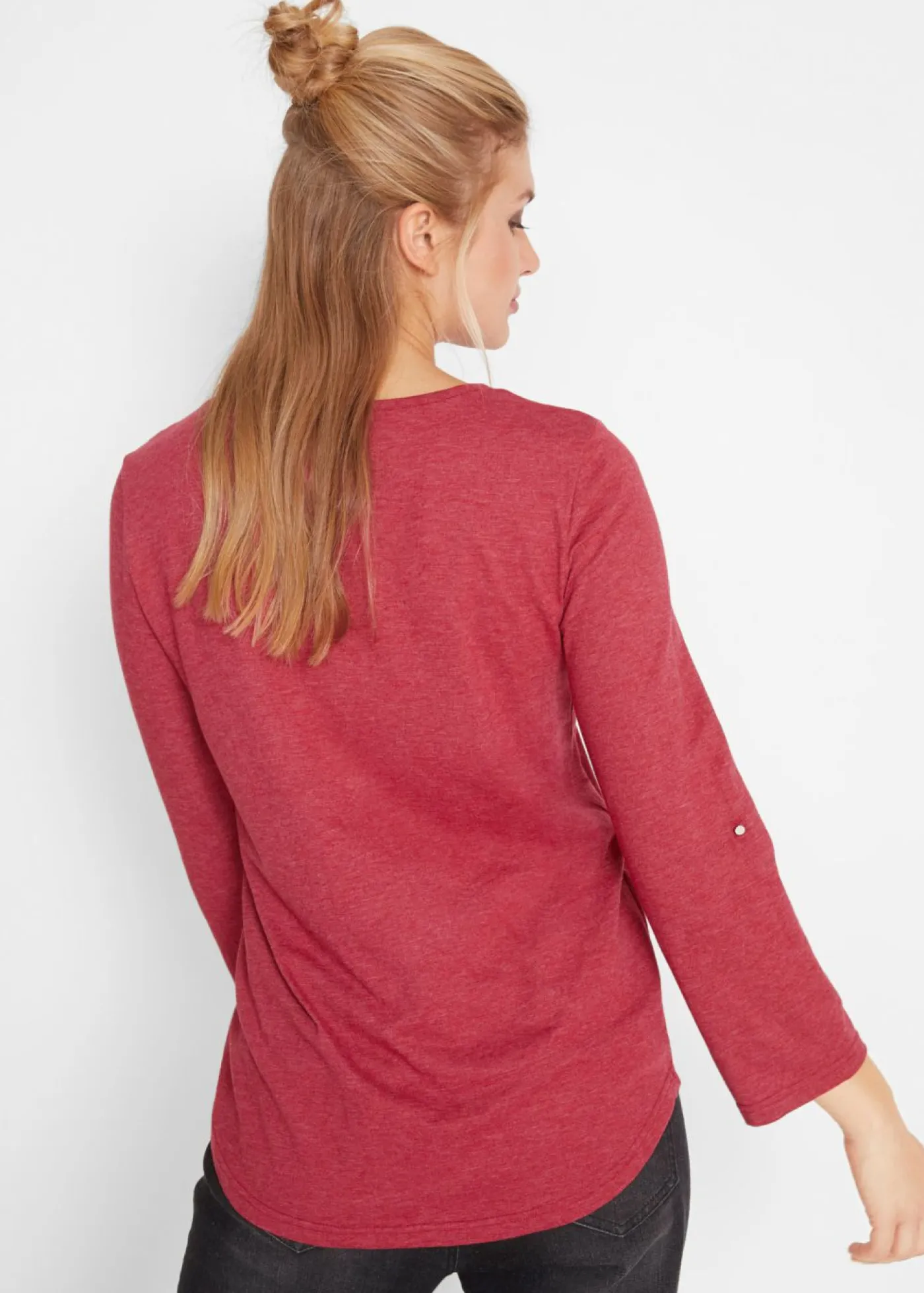 Discount Camisa henley de algodón con botones Mujer Camisetas