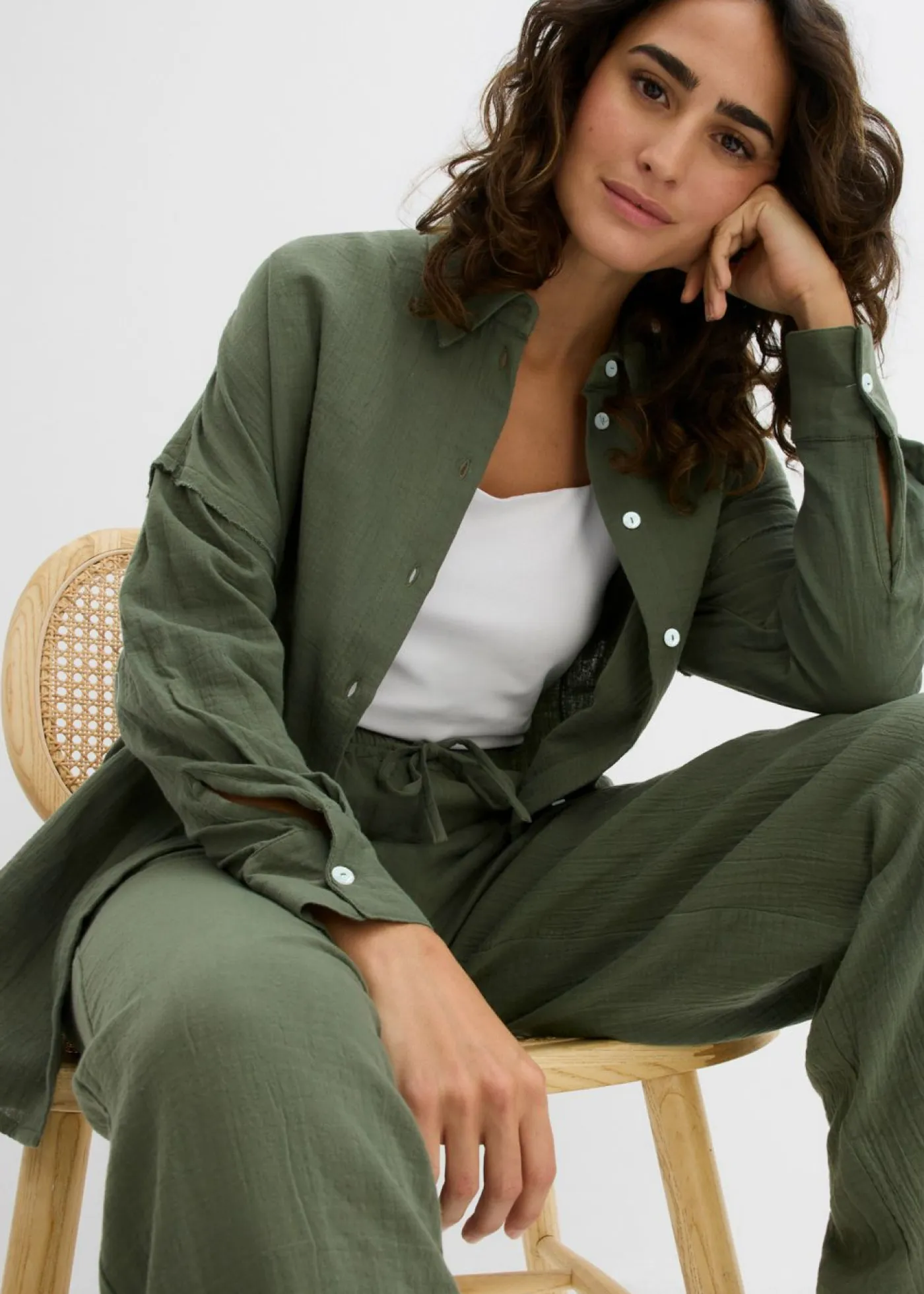 Hot Camisa holgada de muselina ligera Mujer Conjuntos De Ropa|Camisas Y Blusas