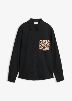 Outlet Camisa oversize con bolsillo en contraste Mujer Camisas Y Blusas