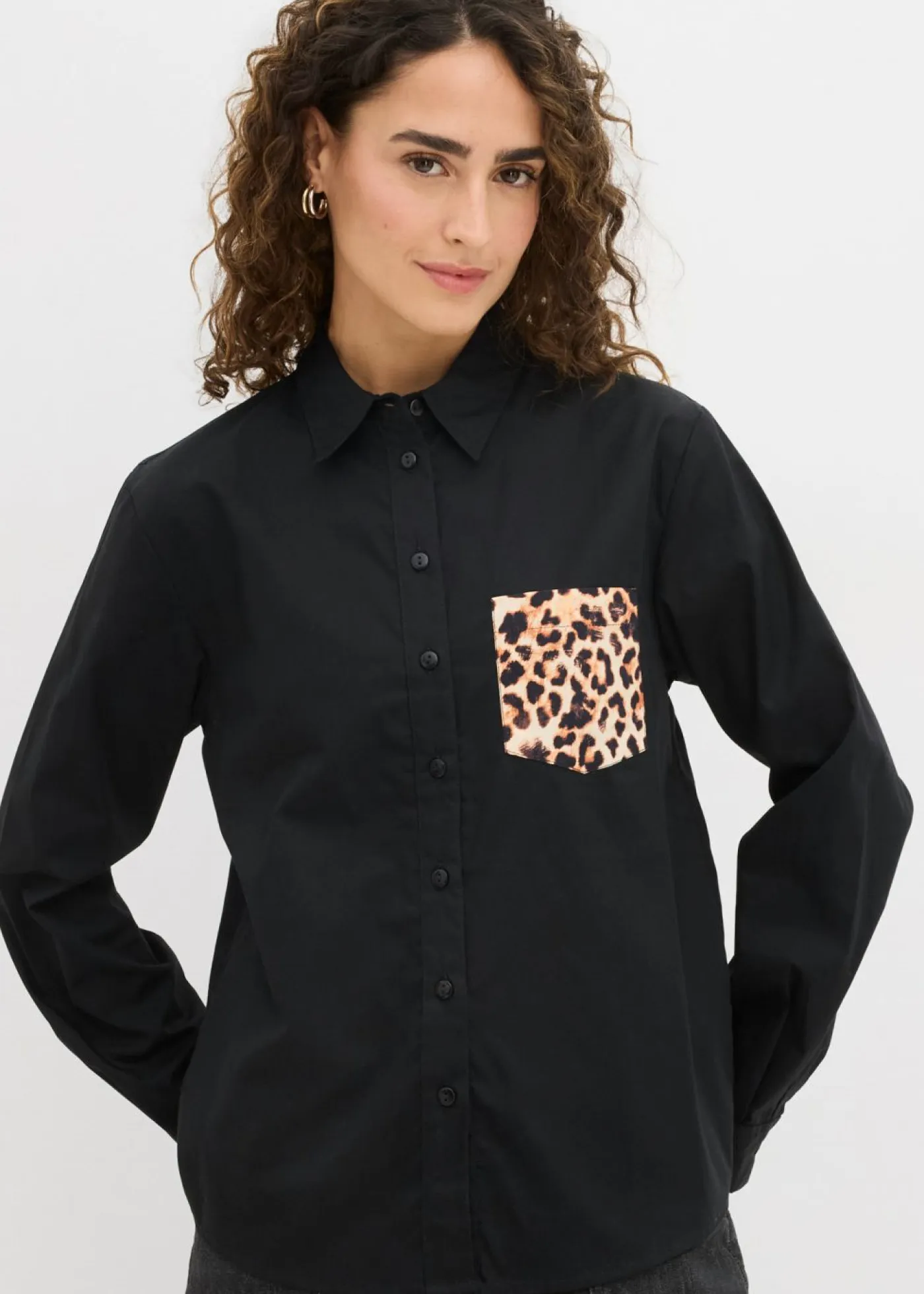 Outlet Camisa oversize con bolsillo en contraste Mujer Camisas Y Blusas