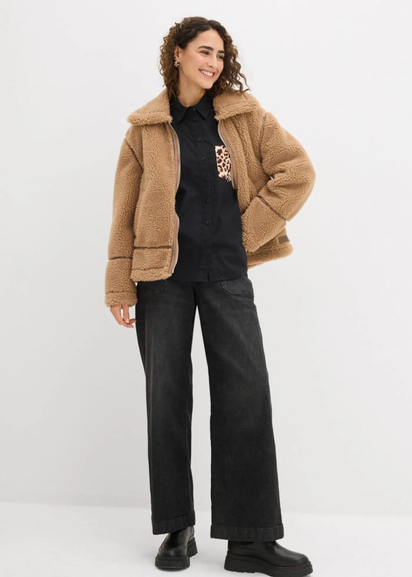 Outlet Camisa oversize con bolsillo en contraste Mujer Camisas Y Blusas