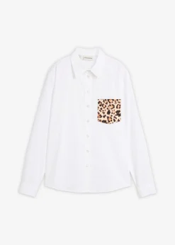 Best Camisa oversize con bolsillo en contraste Mujer Camisas Y Blusas