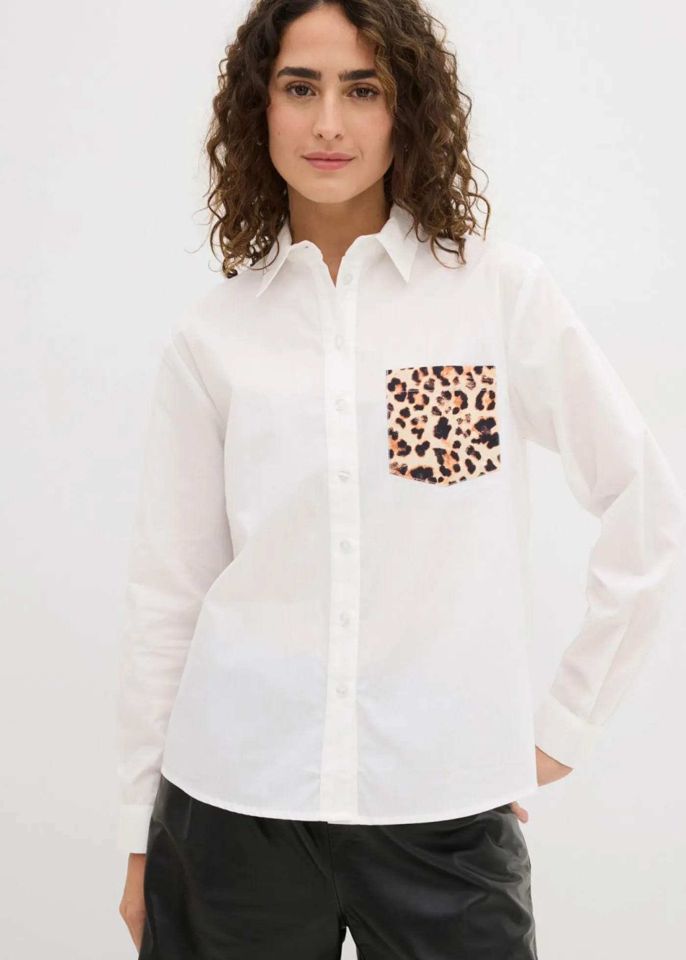 Best Camisa oversize con bolsillo en contraste Mujer Camisas Y Blusas