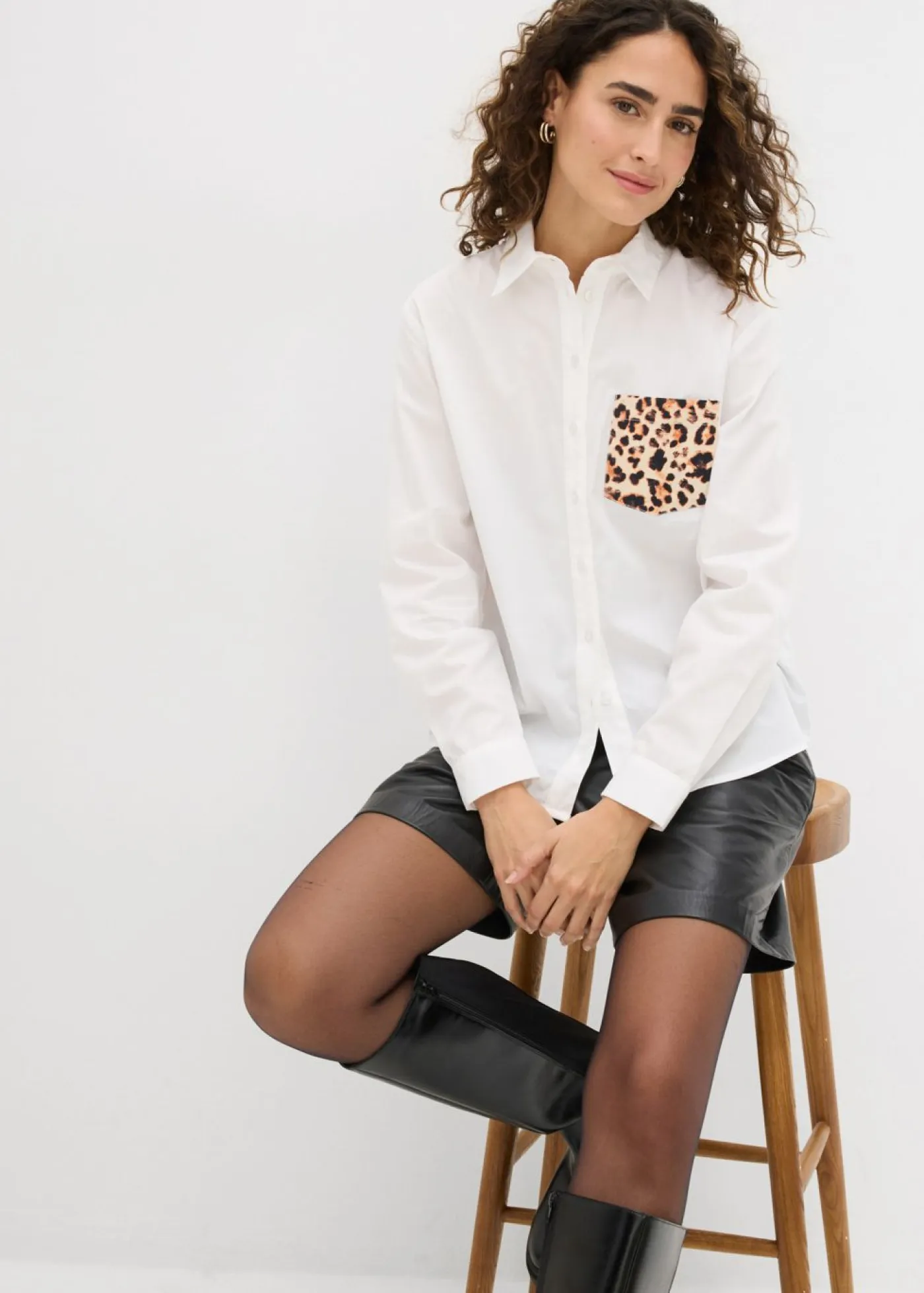 Best Camisa oversize con bolsillo en contraste Mujer Camisas Y Blusas
