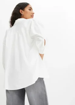 Discount Camisa oversize de algodón con mangas 3/4 Mujer Camisas Y Blusas|Novedades