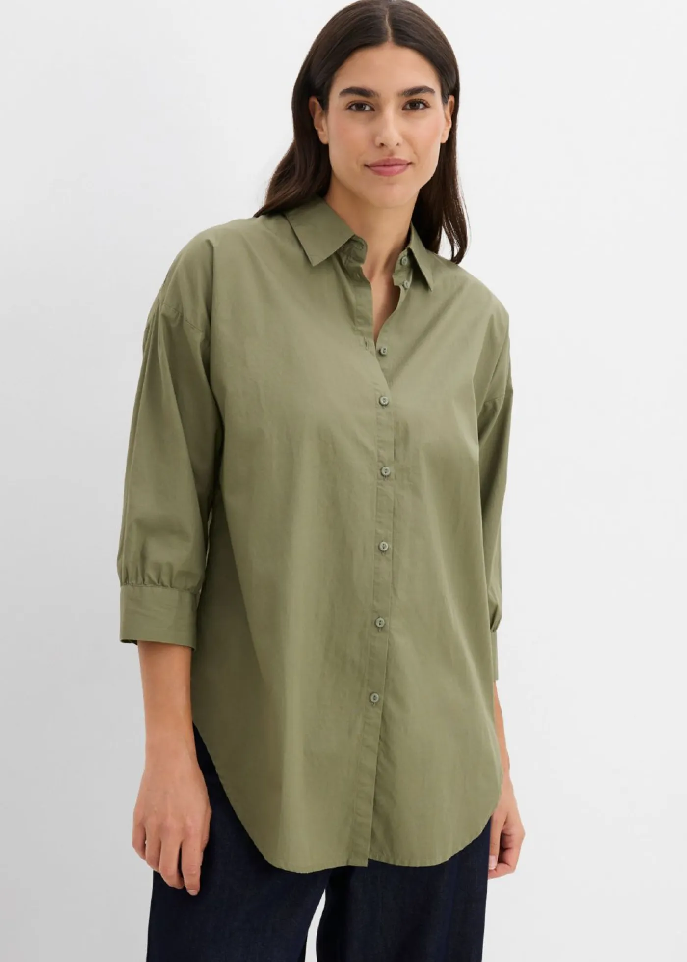 Best Camisa oversize de algodón con mangas 3/4 Mujer Camisas Y Blusas|Novedades
