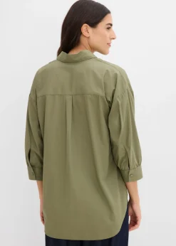 Best Camisa oversize de algodón con mangas 3/4 Mujer Camisas Y Blusas|Novedades
