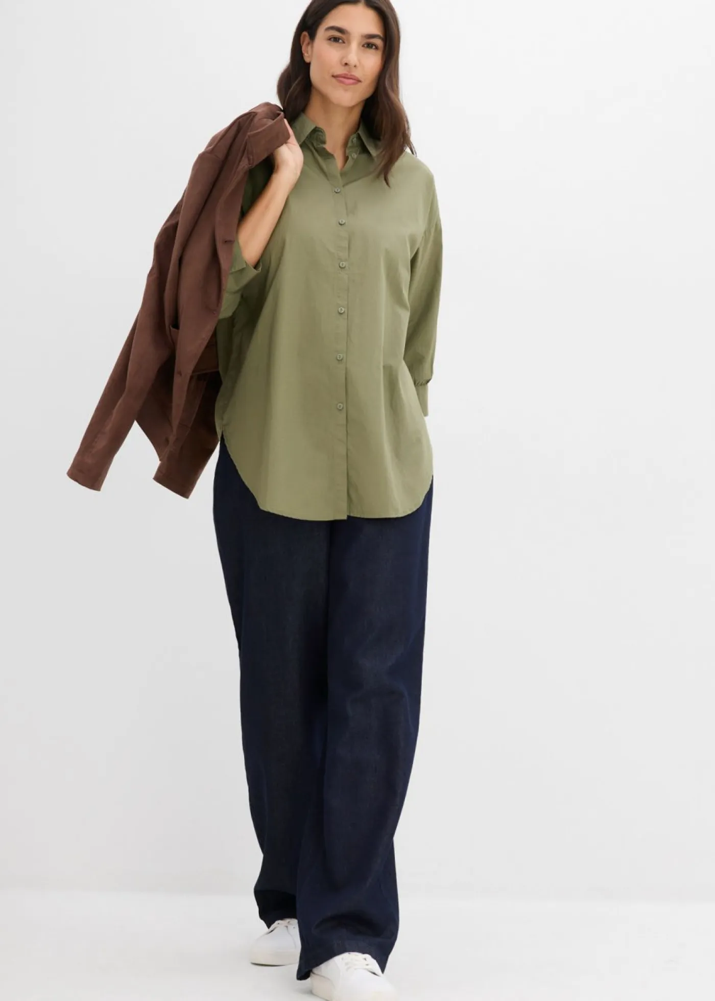 Best Camisa oversize de algodón con mangas 3/4 Mujer Camisas Y Blusas|Novedades