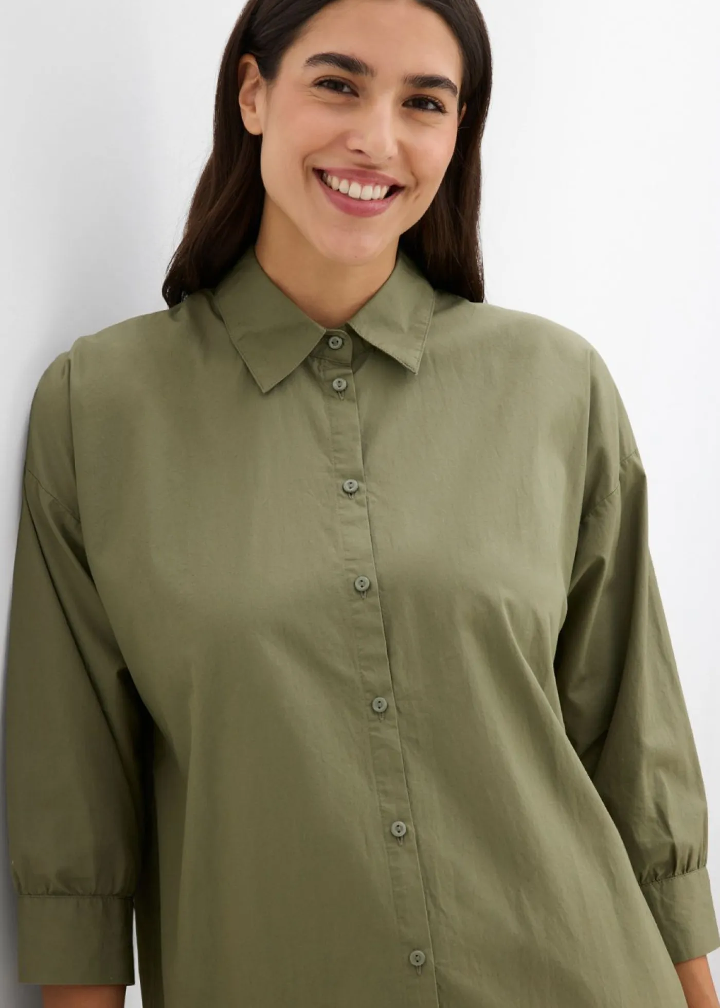 Best Camisa oversize de algodón con mangas 3/4 Mujer Camisas Y Blusas|Novedades