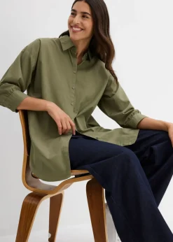 Best Camisa oversize de algodón con mangas 3/4 Mujer Camisas Y Blusas|Novedades
