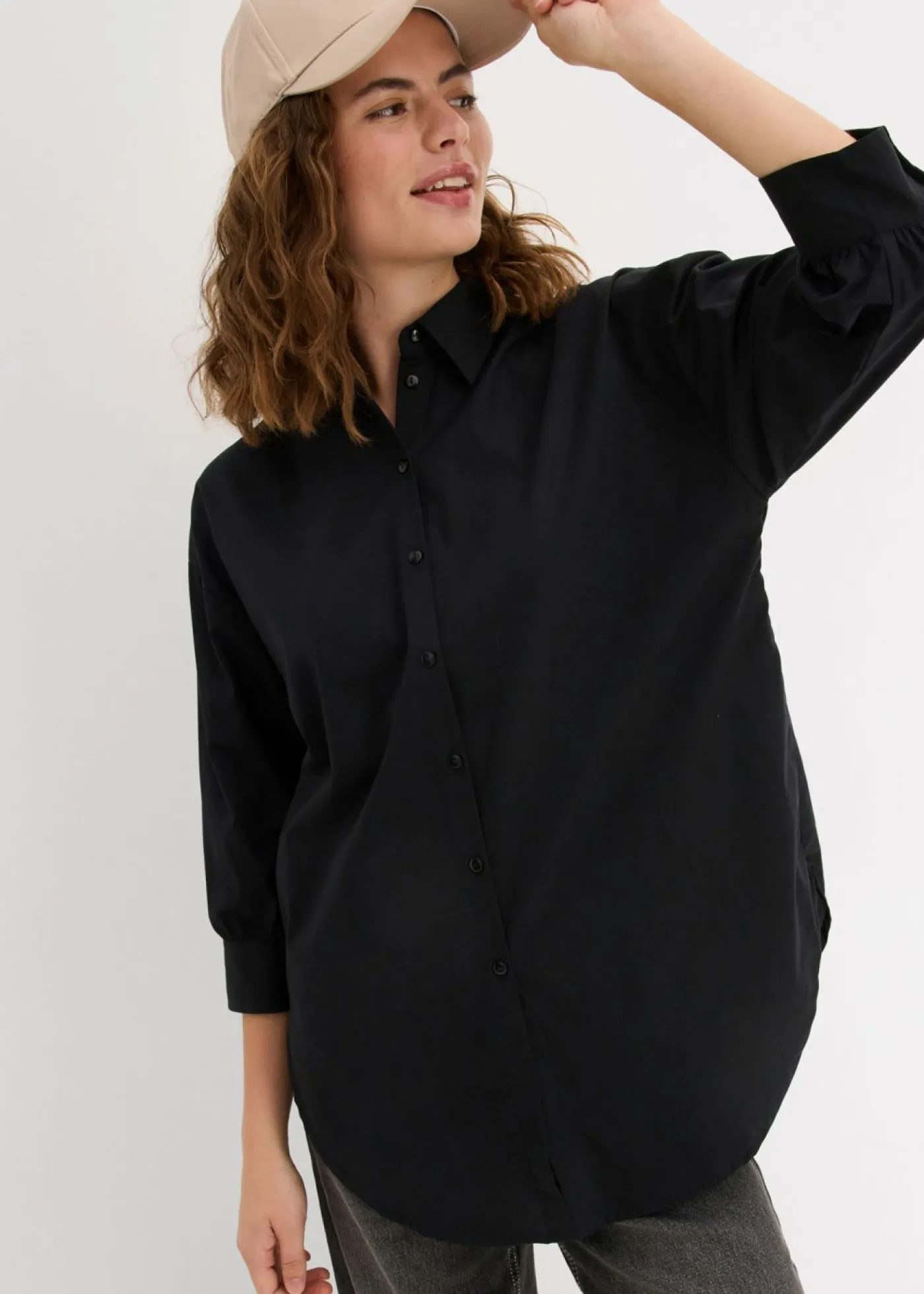 Best Camisa oversize de algodón con mangas 3/4 Mujer Camisas Y Blusas|Novedades