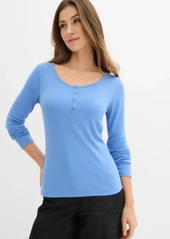 Clearance Camiseta acanalada de manga larga Mujer Básicos|Camisetas